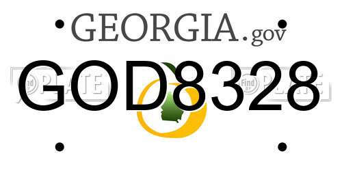 GOD8328 Georgia License Plate