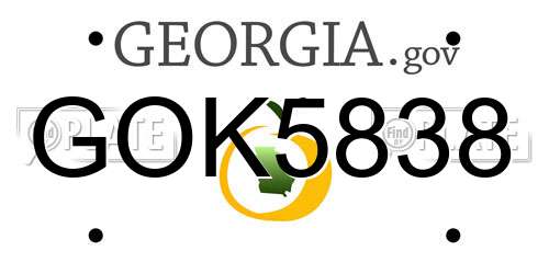 GOK5838 Georgia License Plate