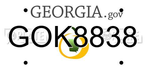GOK8838 Georgia License Plate