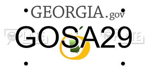 GOSA29 Georgia License Plate