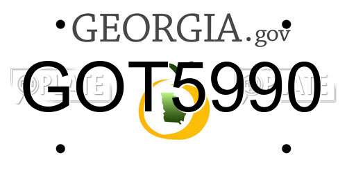 GOT5990 Georgia License Plate