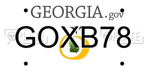 GOXB78 Georgia License Plate