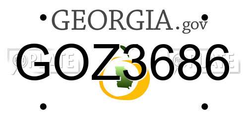 GOZ3686 Georgia License Plate