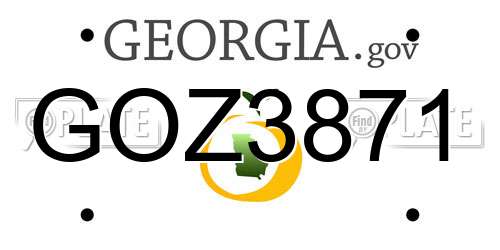 GOZ3871 Georgia License Plate
