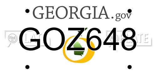 GOZ648 Georgia License Plate