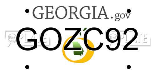 GOZC92 Georgia License Plate