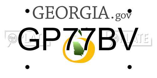 GP77BV Georgia License Plate