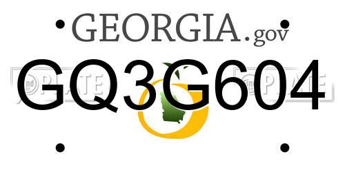 GQ3G604 Georgia License Plate