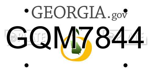GQM7844 Georgia License Plate