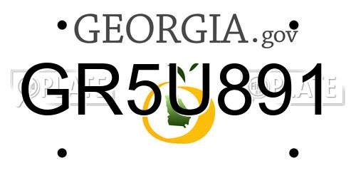 GR5U891 Georgia License Plate