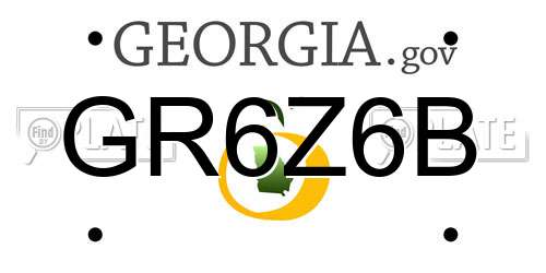 GR6Z6B Georgia License Plate