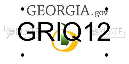 GRIQ12 Georgia License Plate
