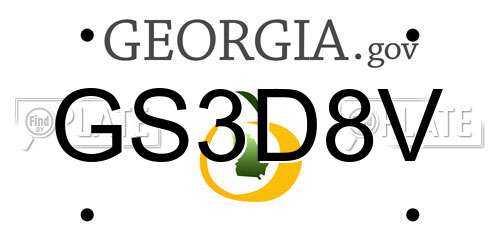 GS3D8V Georgia License Plate