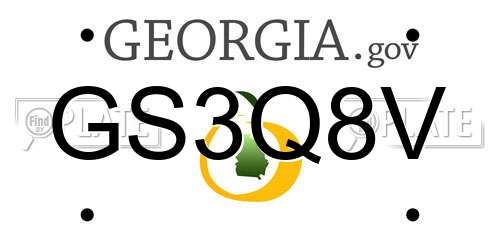 GS3Q8V Georgia License Plate