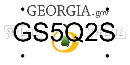 GS5Q2S Georgia License Plate