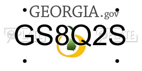 GS8Q2S Georgia License Plate