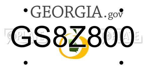 GS8Z800 Georgia License Plate