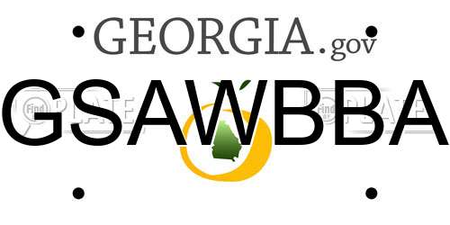 GSAWBBA Georgia License Plate