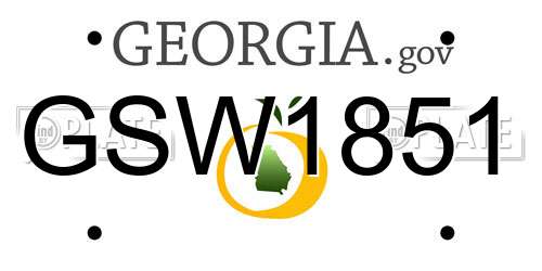 GSW1851 Georgia License Plate