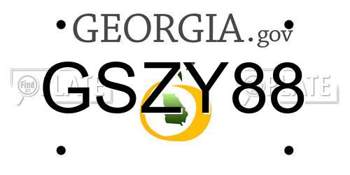 GSZY88 Georgia License Plate