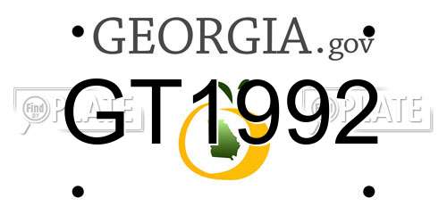 GT1992 Georgia License Plate