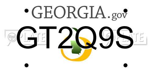 GT2Q9S Georgia License Plate