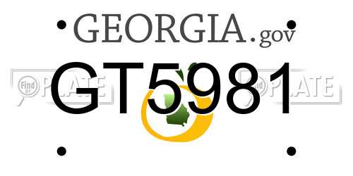 GT5981 Georgia License Plate