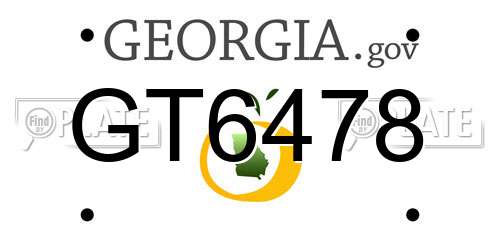 GT6478 Georgia License Plate