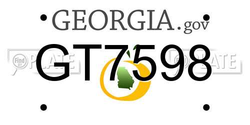 GT7598 Georgia License Plate