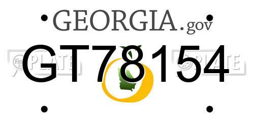 GT78154 Georgia License Plate