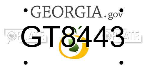 GT8443 Georgia License Plate
