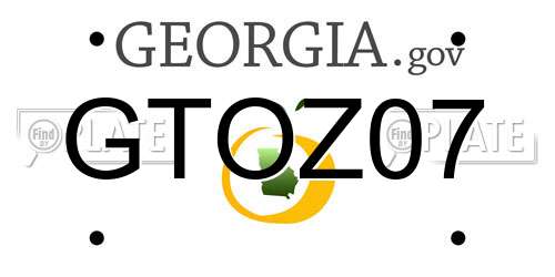 GTOZ07 Georgia License Plate