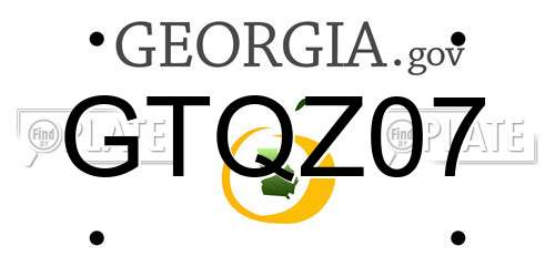 GTQZ07 Georgia License Plate