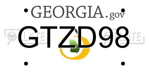 GTZD98 Georgia License Plate