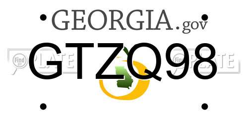 GTZQ98 Georgia License Plate
