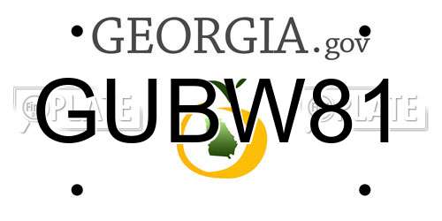 GUBW81 Georgia License Plate