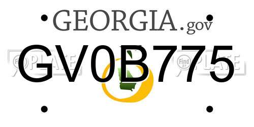 GV0B775 Georgia License Plate