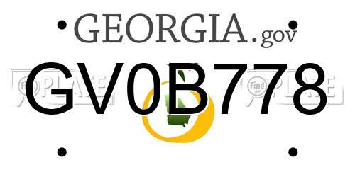 GV0B778 Georgia License Plate