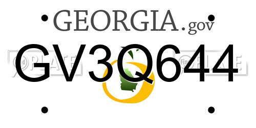 GV3Q644 Georgia License Plate