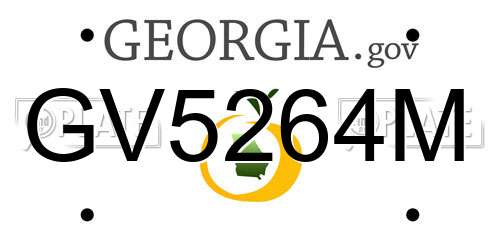 GV5264M Georgia License Plate