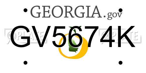 GV5674K Georgia License Plate