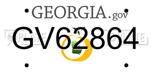 GV62864 Georgia License Plate