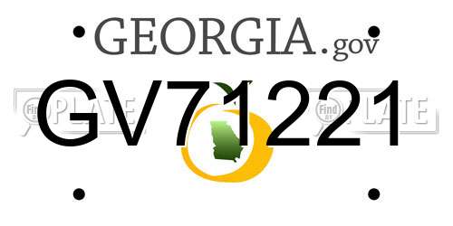 GV71221 Georgia License Plate