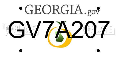 GV7A207 Georgia License Plate