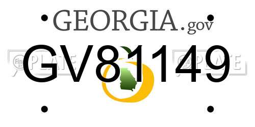 GV81149 Georgia License Plate