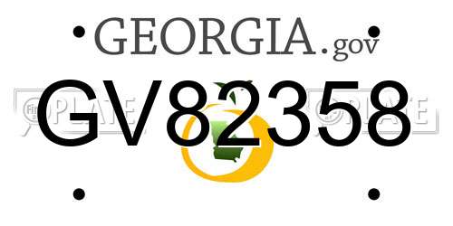 GV82358 Georgia License Plate