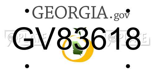 GV83618 Georgia License Plate