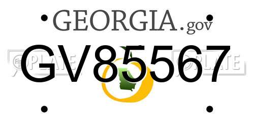 GV85567 Georgia License Plate