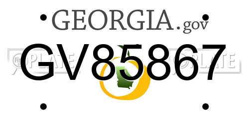 GV85867 Georgia License Plate