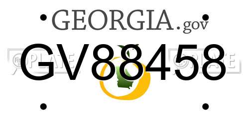 GV88458 Georgia License Plate